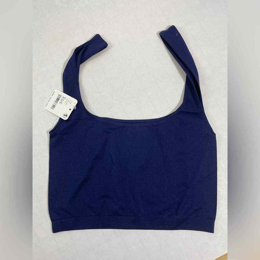 Free People Navy Scoop Neck Crop Women’s Size XS/S NEW with Tags